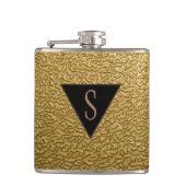 Mit Monogramm texturiertes Gold Flachmann (Vorderseite)