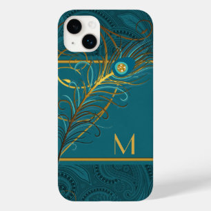 Mit Monogramm Thema Aquamarin und Gold Peacock Case-Mate iPhone 14 Plus Hülle