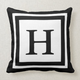 Mit Monogramm Throw-Kissen - Schwarzes u. Weiß Kissen