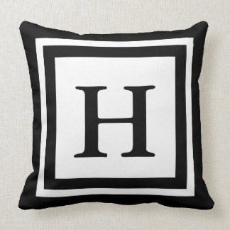 Mit Monogramm Throw-Kissen - Schwarzes u. Weiß Kissen