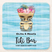 Mit Monogramm Tiki Bar Hochzeit Verlobung Rechteckiger Pappuntersetzer (Vorderseite)