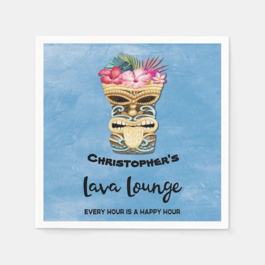 Mit Monogramm Tiki Bar Lava Lounge Party Serviette (Vorderseite)