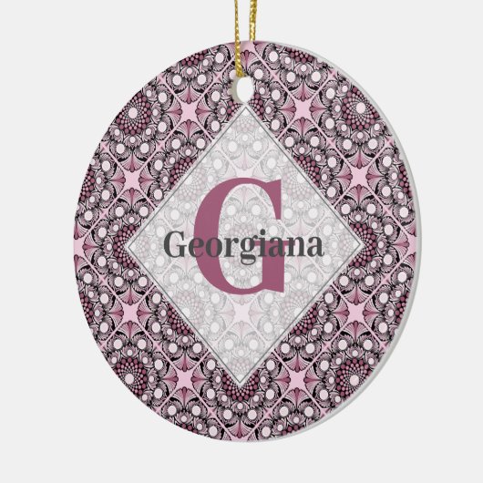 Mit Monogramm Tile Dusky Rose Cherry Blossom Manda Keramik Ornament (Links)