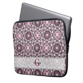 Mit Monogramm Tile Dusky Rose Cherry Blossom Manda Laptopschutzhülle (Vorderseite Links)