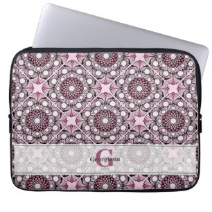 Mit Monogramm Tile Dusky Rose Cherry Blossom Manda Laptopschutzhülle