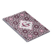 Mit Monogramm Tile Dusky Rose Cherry Blossom Manda Notizblock (Rechte Seite)