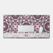 Mit Monogramm Tile Dusky Rose Cherry Blossom Manda Schreibtischunterlage (Tastatur & Maus)