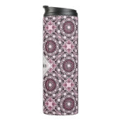 Mit Monogramm Tile Dusky Rose Cherry Blossom Manda Thermosbecher (Nach rechts gedreht)