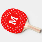 Mit Monogramm Tiny Red and White Polka Dots Tischtennis Schläger (Seitenansicht)