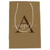 Mit Monogramm Tortilla Brown Gold | Minimal Elegan Mittlere Geschenktüte (Vorderseite)