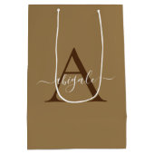 Mit Monogramm Tortilla Brown Gold | Minimal Elegan Mittlere Geschenktüte (Rückseite)