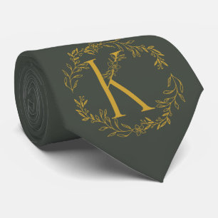 Mit Monogramm Trauzeugen für Schwarz-Oliven Krawatte