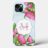 Mit Monogramm Trendy Floral Peony Blume Elegante Case-Mate iPhone Hülle (Rückseite)