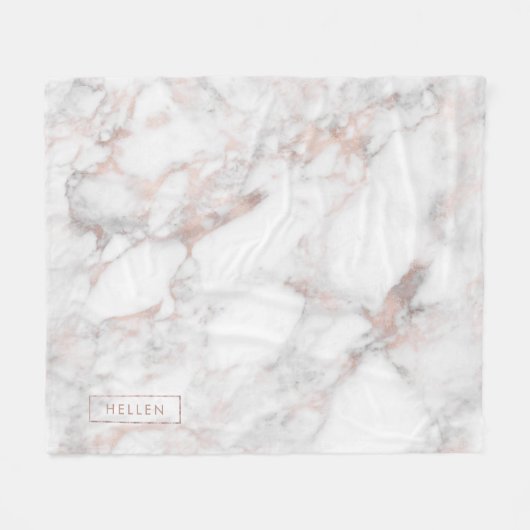 Mit Monogramm Trendy Rose-Gold Imitate Marmor Fleecedecke (Vorderseite (Horizontal))