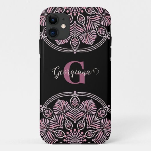 Mit Monogramm trockene Rose Blumenfronten Dot Mand Case-Mate iPhone Hülle (Rückseite)