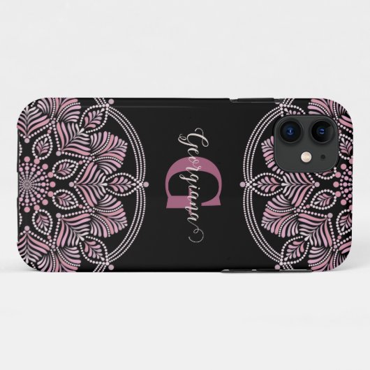 Mit Monogramm trockene Rose Blumenfronten Dot Mand Case-Mate iPhone Hülle (Rückseite (Horizontal))