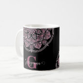 Mit Monogramm trockene Rose Blumenfronten Dot Mand Kaffeetasse (Vorderseite Links)
