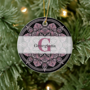 Mit Monogramm trockene Rose Blumenfronten Dot Mand Keramik Ornament