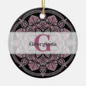 Mit Monogramm trockene Rose Blumenfronten Dot Mand Keramik Ornament (Vorne)
