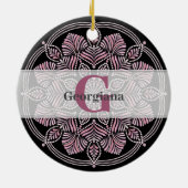 Mit Monogramm trockene Rose Blumenfronten Dot Mand Keramik Ornament (Hinten)
