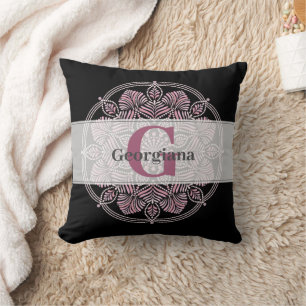 Mit Monogramm trockene Rose Blumenfronten Dot Mand Kissen