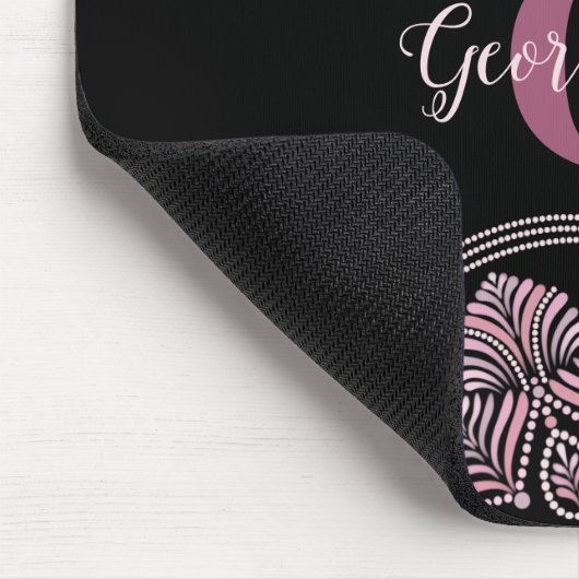 Mit Monogramm trockene Rose Blumenfronten Dot Mand Mousepad (Ecke)