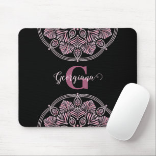 Mit Monogramm trockene Rose Blumenfronten Dot Mand Mousepad
