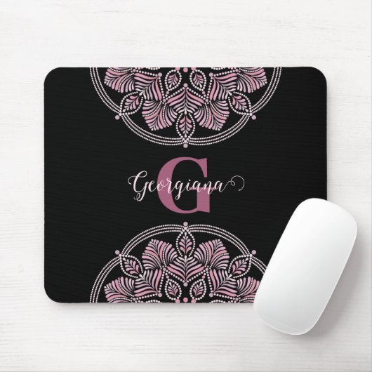 Mit Monogramm trockene Rose Blumenfronten Dot Mand Mousepad (Mit Mouse)