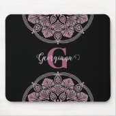 Mit Monogramm trockene Rose Blumenfronten Dot Mand Mousepad (Vorne)