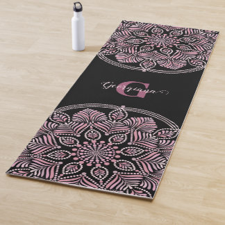 Mit Monogramm trockene Rose Blumenfronten Dot Mand Yogamatte