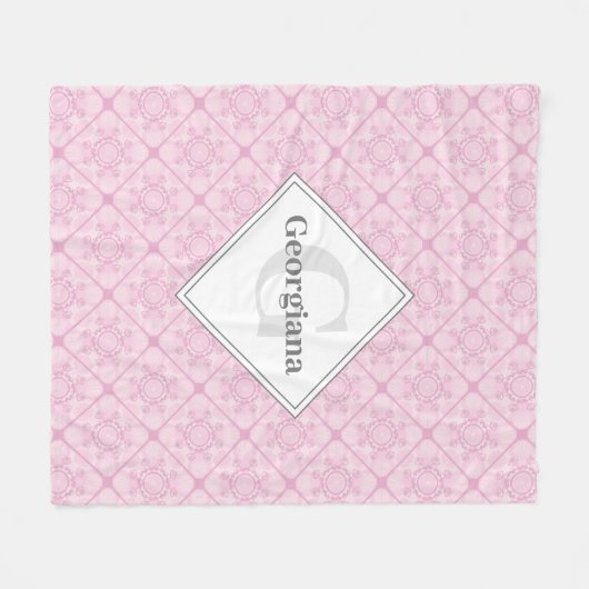 Mit Monogramm trockene Rose Preppy in rosa Diamant Fleecedecke (Vorderseite (Horizontal))