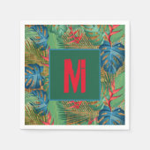 Mit Monogramm Tropenflora auf Wicker Print Serviette (Vorderseite)