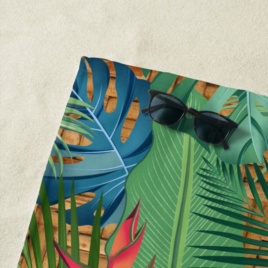 Mit Monogramm Tropenflora auf Wicker Print Strandtuch (Beispiel)