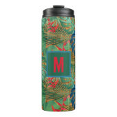 Mit Monogramm Tropenflora auf Wicker Print Thermosbecher (Vorderseite)
