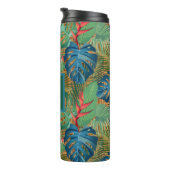 Mit Monogramm Tropenflora auf Wicker Print Thermosbecher (Nach rechts gedreht)