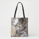 Mit Monogramm Tropengoldseavy Tasche (Vorderseite)