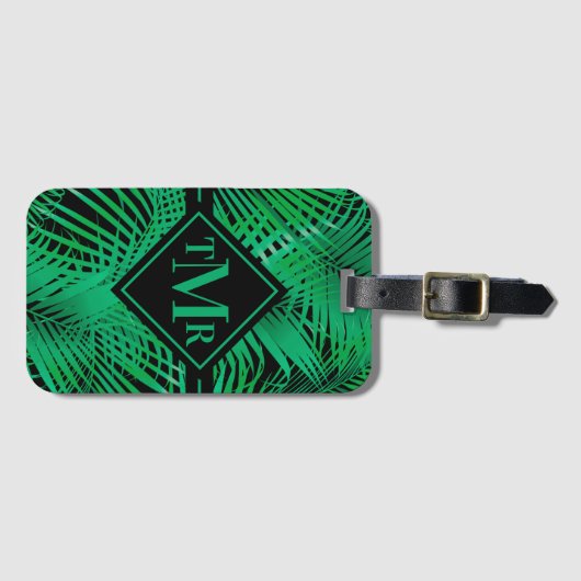 Mit Monogramm Tropenpalme Gepäckanhänger (Vorderseite (Horizontal))