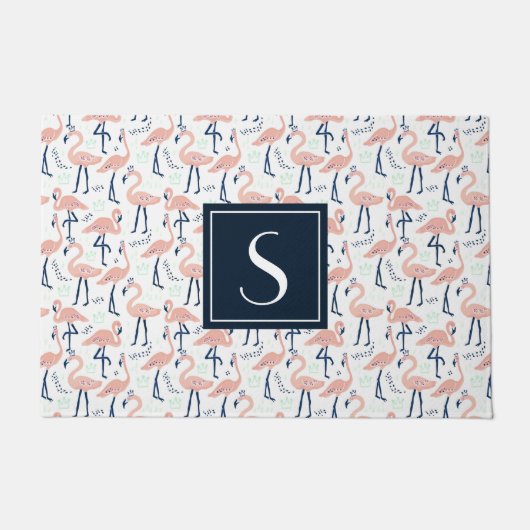 Mit Monogramm Tropenrosa Flamingo Muster Mouse Fußmatte (Vorderseite)