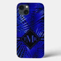 Mit Monogramm Tropical Blue Palm