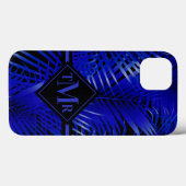 Mit Monogramm Tropical Blue Palm Case-Mate iPhone Hülle (Rückseite (Horizontal))