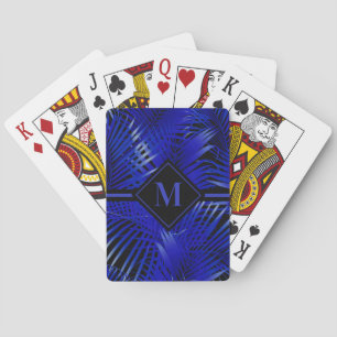 Mit Monogramm Tropical Blue Palm Spielkarten