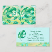 Mit Monogramm Tropical Monstera Leaf Green Luxus Visitenkarte (Vorne/Hinten)