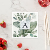 Mit Monogramm tropische Eukalyptus-Hochzeit Serviette (Beispiel)