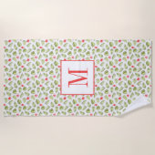 Mit Monogramm tropische Palm-Blätter Muster Strandtuch (Vorderseite)