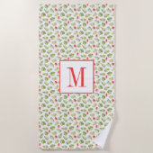 Mit Monogramm tropische Palm-Blätter Muster Strandtuch (Vorderseite)
