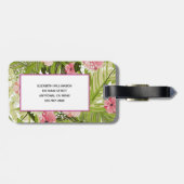 Mit Monogramm tropische Pflanze Blumenmuster Gepäckanhänger (Rückseite horizontal)