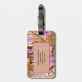 Mit Monogramm tropische Pflanze Blumenmuster Gepäckanhänger (Rückseite vertikal)