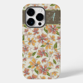Mit Monogramm tropische Retro-Flora Case-Mate iPhone 14 Pro Hülle