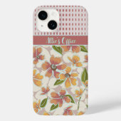 Mit Monogramm tropische Retro-Flora und -Karos Case-Mate iPhone Hülle (Rückseite)