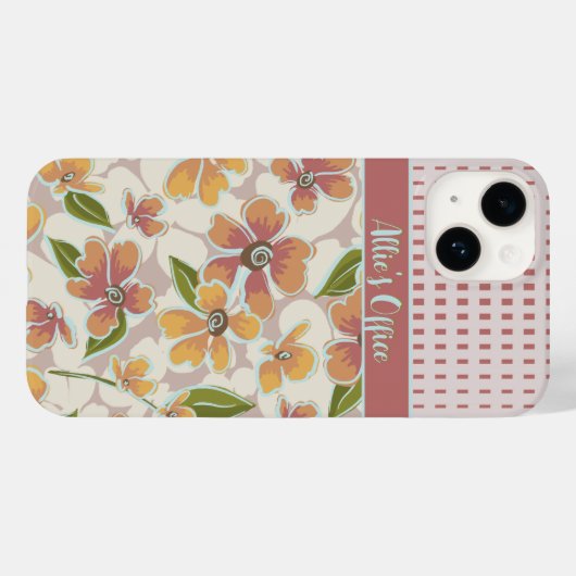 Mit Monogramm tropische Retro-Flora und -Karos Case-Mate iPhone Hülle (Rückseite (Horizontal))